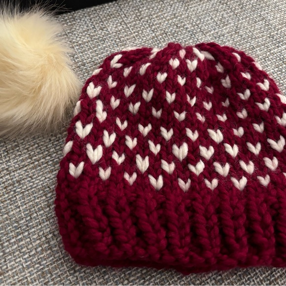 Handmade Knitted Toddler Hats removable faux fur Pom poms - Picture 4 of 7